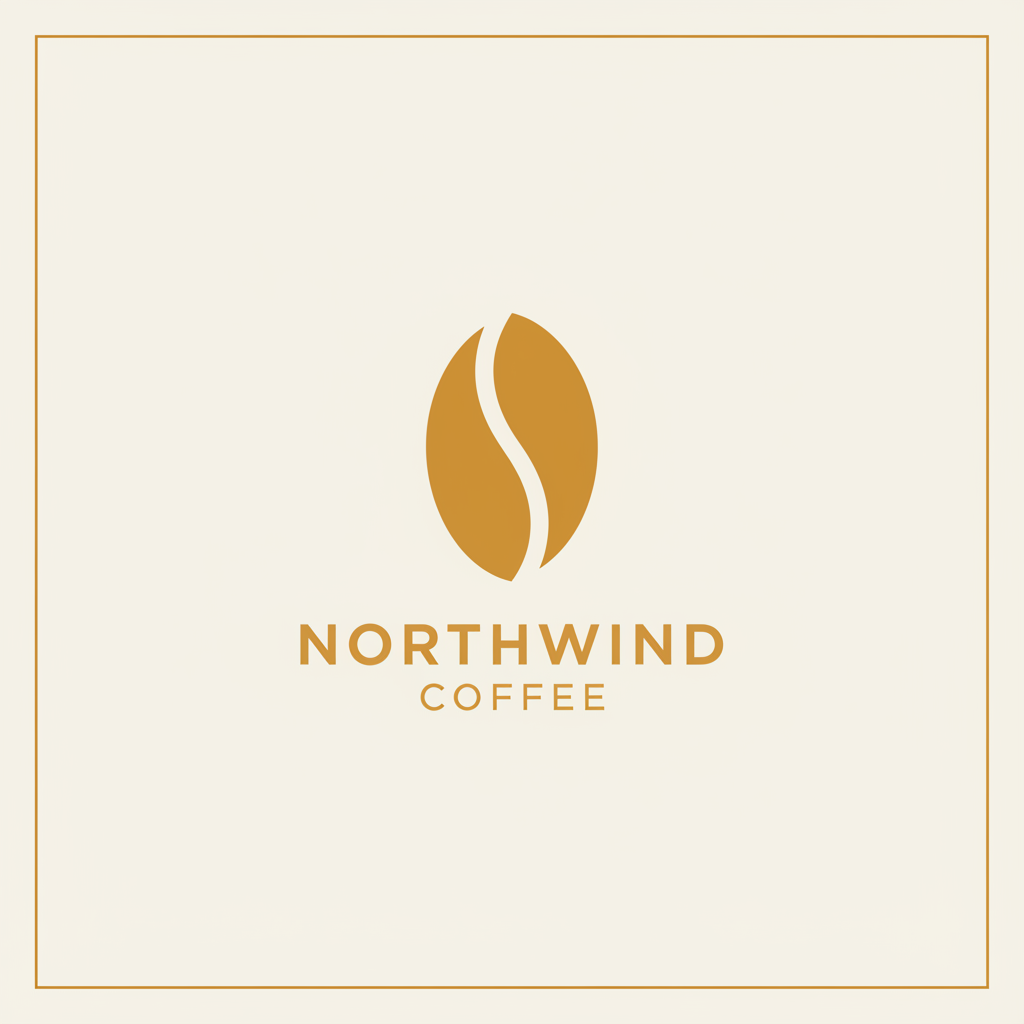 Minimalist coffee bean logo in ochre on cream, generated from a text prompt